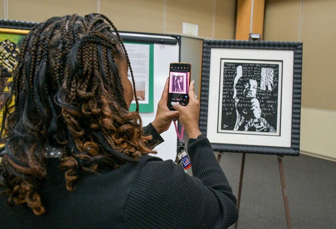 DLA employee takes photo of artwork