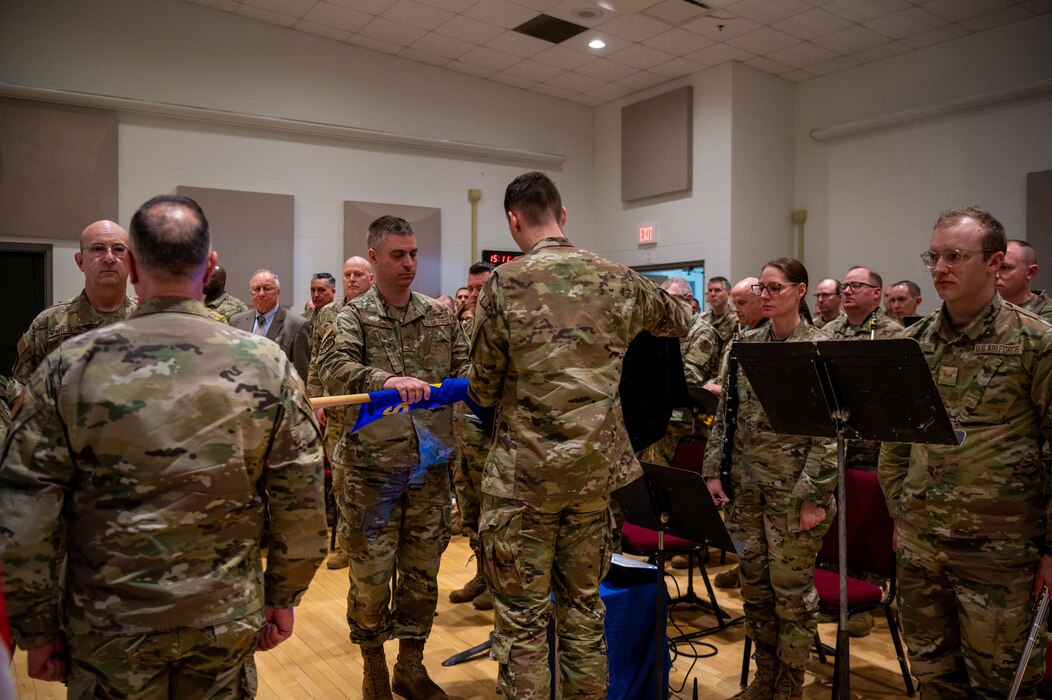 Unit members conduct an inactivation ceremony.