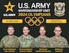 four soldiers with the olympic ring background
