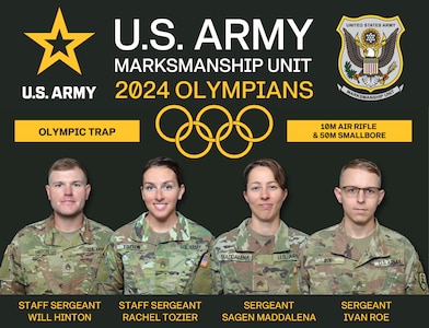 four soldiers with the olympic ring background