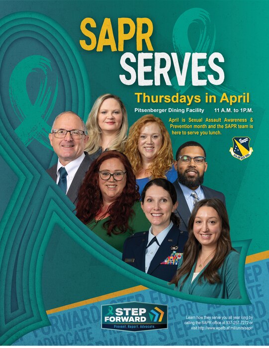 SAPR Serves. SAPR representatives photos on the flyer.