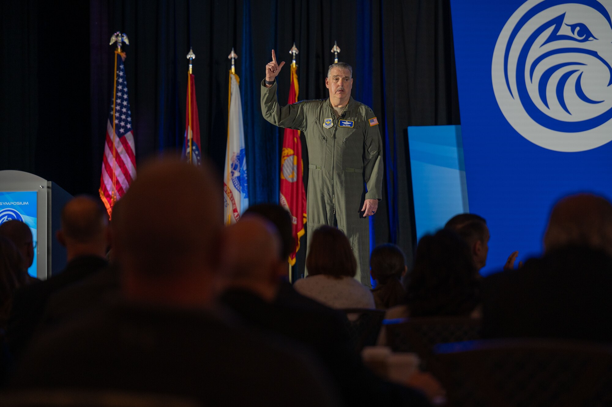 Gen. Mike Minihan, Commander of Air Mobility Command, speaks at the 2024 Logistics Officers Association Symposium on March 28, 2024. Minihan covered mobility updates and talked about leading with empathy and a will to win. (U.S. Air Force photo by Air Mobility Command Public Affairs)