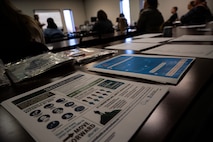 Information handouts from the Sexual Assault Prevention and Response (SAPR) office are displayed in the back of the TEAL training course at Minot Air Force Base, North Dakota, March 26, 2024. Through victim advocacy, education, awareness and prevention training, response, reporting, and accountability, the SAPR program upholds the Air Force's commitment to eliminate sexual assault incidents. (U.S. Air Force photo by Airman 1st Class Alyssa Bankston)