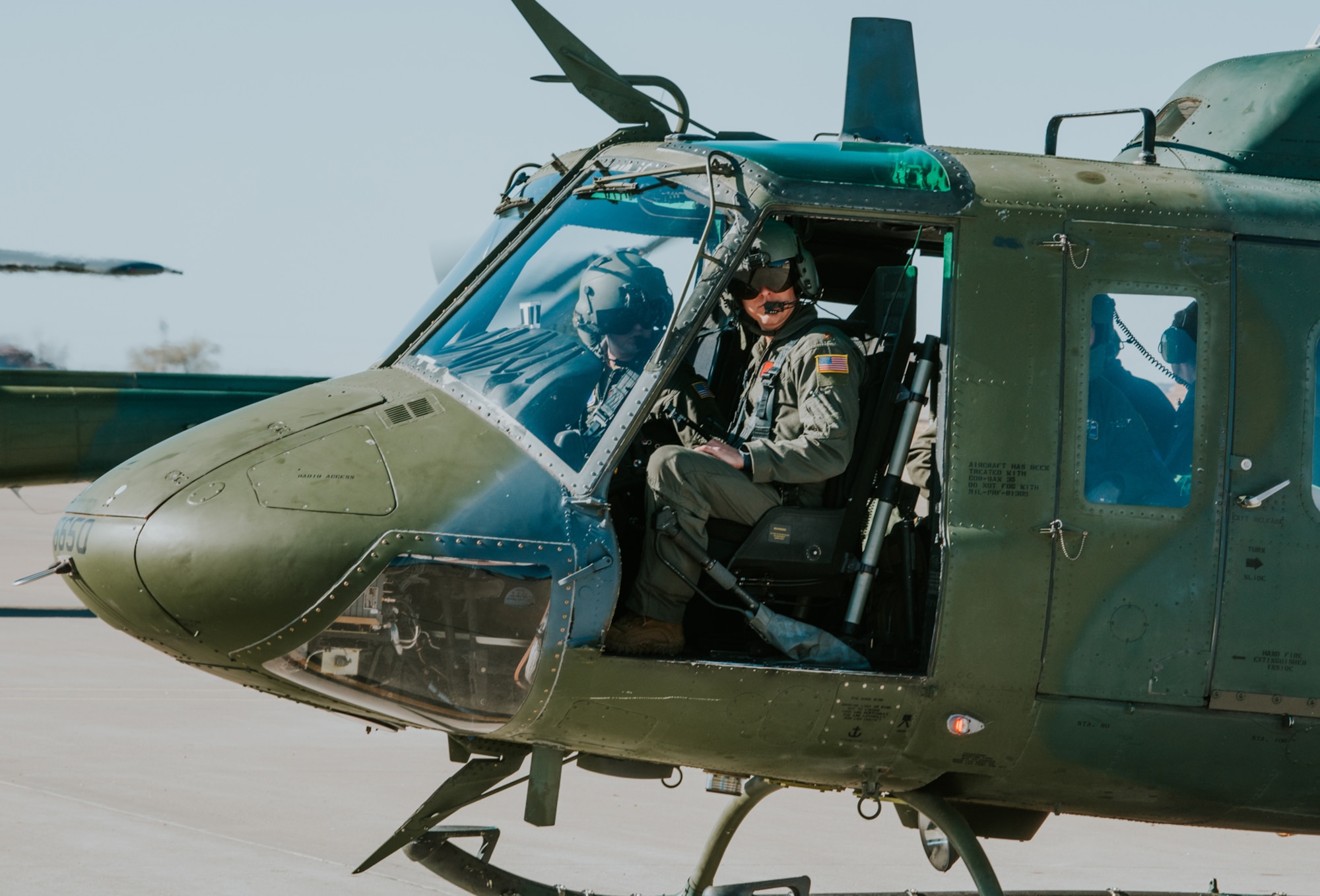 A UH-1N “Huey” prepares for take off