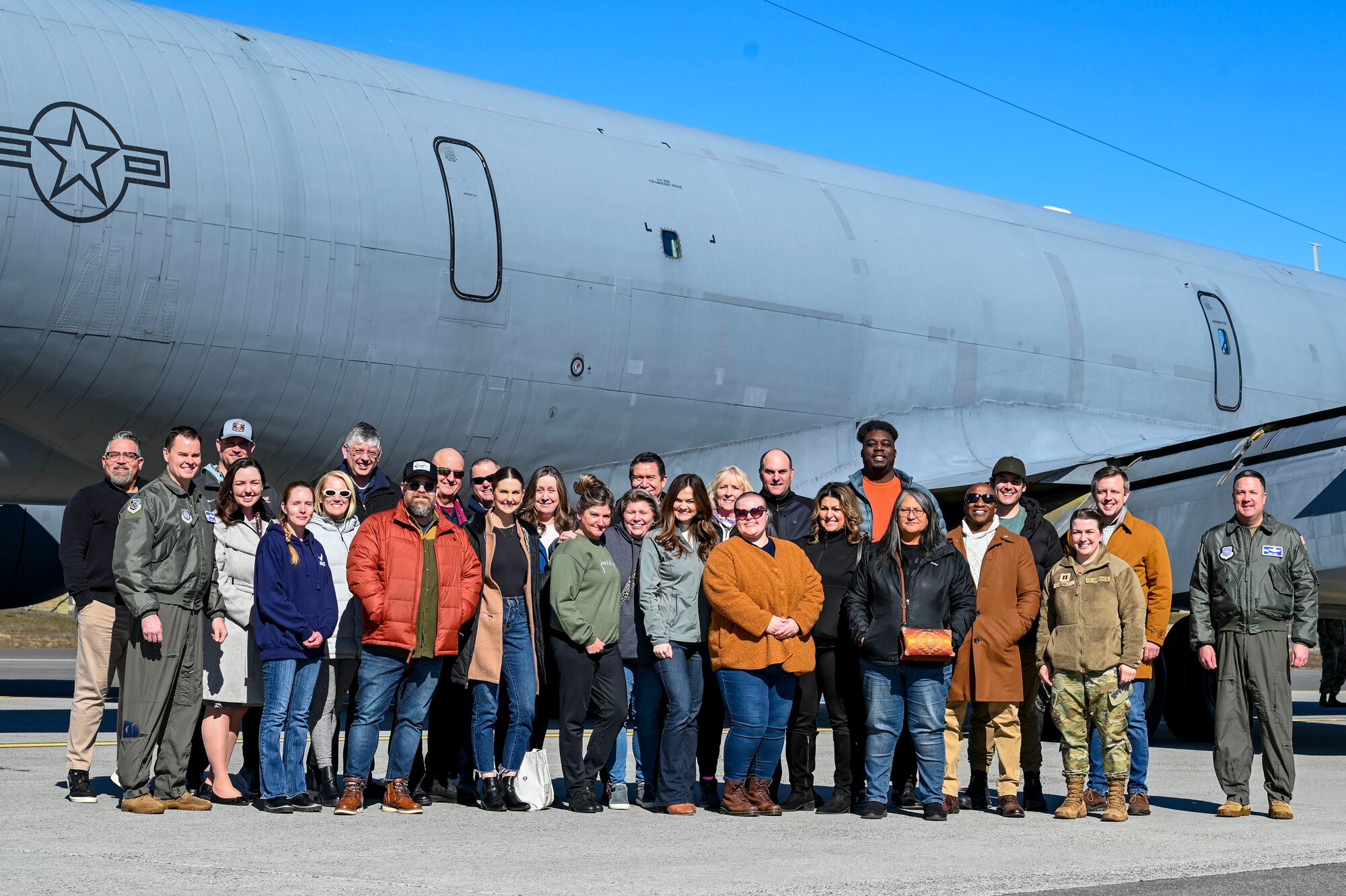 Group photo in front of a KC-135 Stratotaker