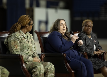 District of Columbia National Guard holds Women Empowerment Panel to commemorate Women’s History Month in the D.C. National Guard Armory, March 28, 2024. The panel features Chief Master Sgt. Naconda Hinton, Senior Enlisted Leader, 113th Medical Group; Capt. Mayauda Bowens, Logistics Support Operations Officer; Chief Warrant Officer 3 Annette Johnson-Tate, DCARNG Officer Strength Manager; Vakisa Bragg, Program Analyst and Ms. Nicole McDermott, Chief of Staff (DCGO-DCNG).