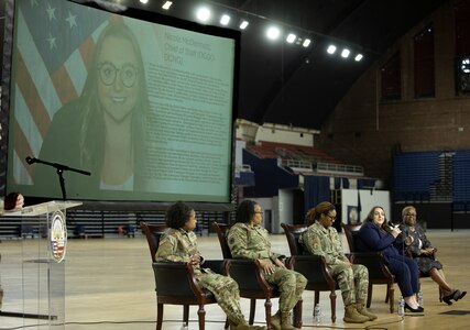 District of Columbia National Guard holds Women Empowerment Panel to commemorate Women’s History Month in the D.C. National Guard Armory, March 28, 2024. The panel features Chief Master Sgt. Naconda Hinton, Senior Enlisted Leader, 113th Medical Group; Capt. Mayauda Bowens, Logistics Support Operations Officer; Chief Warrant Officer 3 Annette Johnson-Tate, DCARNG Officer Strength Manager; Vakisa Bragg, Program Analyst and Ms. Nicole McDermott, Chief of Staff (DCGO-DCNG).