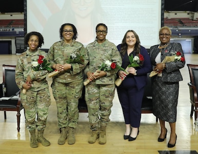 District of Columbia National Guard holds Women Empowerment Panel to commemorate Women’s History Month in the D.C. National Guard Armory, March 28, 2024. The panel features Chief Master Sgt. Naconda Hinton, Senior Enlisted Leader, 113th Medical Group; Capt. Mayauda Bowens, Logistics Support Operations Officer; Chief Warrant Officer 3 Annette Johnson-Tate, DCARNG Officer Strength Manager; Vakisa Bragg, Program Analyst and Ms. Nicole McDermott, Chief of Staff (DCGO-DCNG).