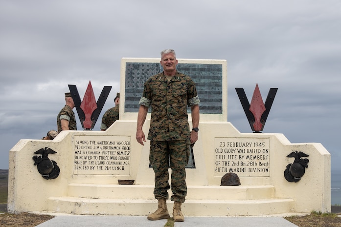 U.S. Marine Corps Lt. Gen. Roger B. Turner, the commanding general of III Marine Expeditionary Force, poses for a photo after the Reunion of Honor ceremony on Iwo To, Japan, March 30, 2024. The 79th annual Reunion of Honor ceremony commemorates the veterans who fought for their respective countries on this hallowed ground; their battle has inspired future generations to value and maintain peace, security and stability in the Indo-Pacific region and beyond. (U.S. Marine Corps photo by Sgt. Christian M. Garcia)