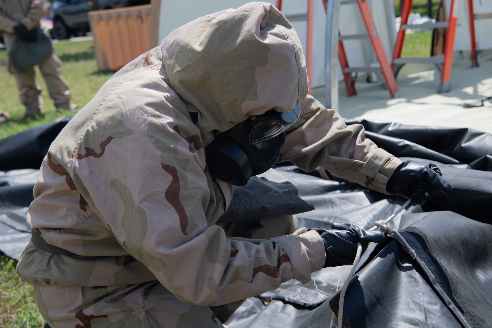 Members of the force support squadron were participating in shelter and CBRN training to remain mission ready.