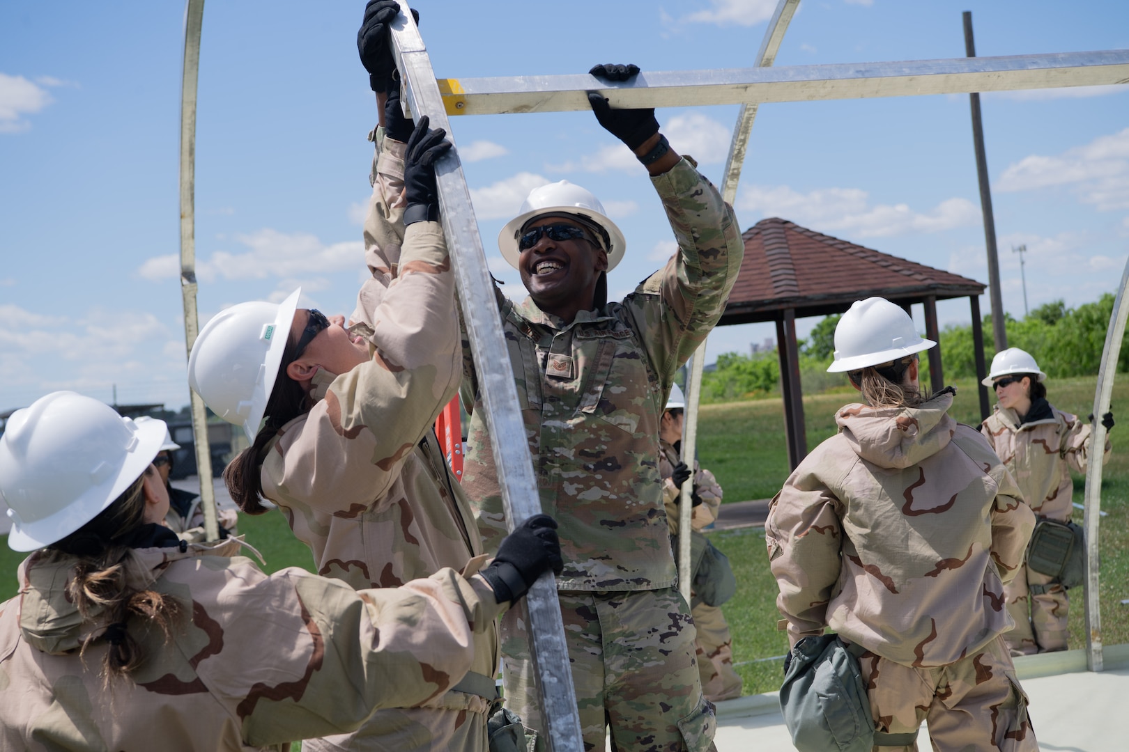 149th Force Support Squadron build a shelter tent for training