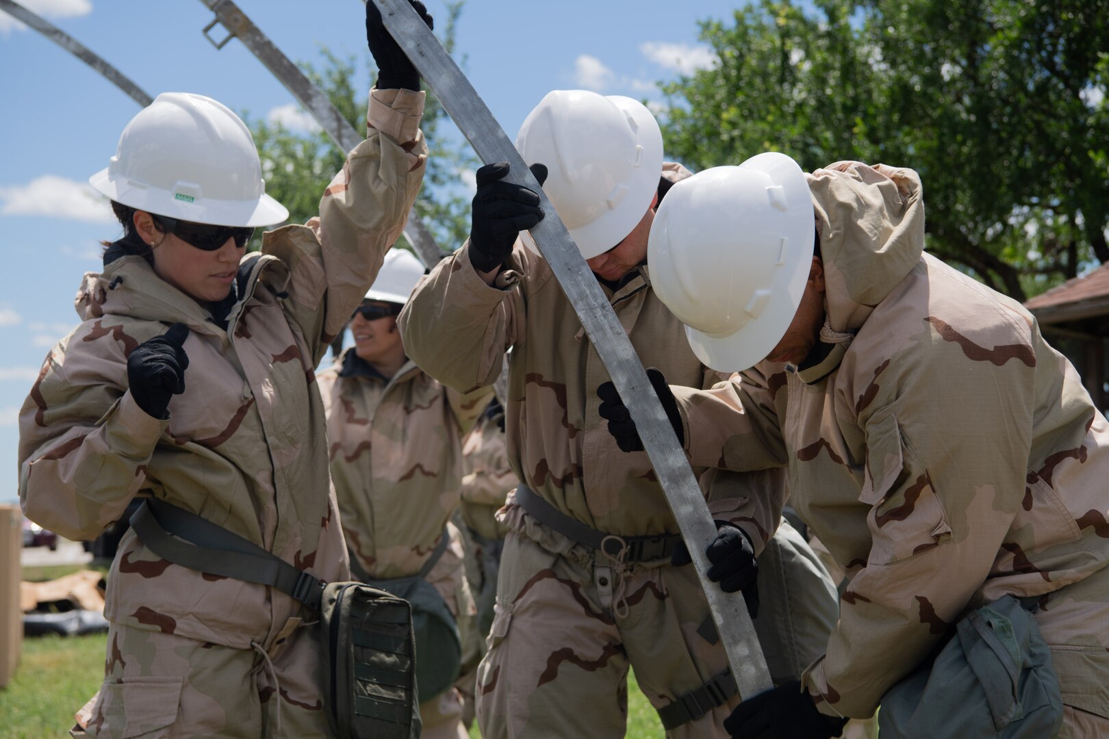 149th Force Support Squadron build a shelter tent for training