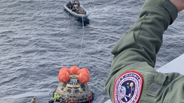 Members of Air Forces Space's Detachment 3 oversaw the successful recovery of the Artemis 1 Orion capsule after its splashdown in the Pacific Ocean Dec. 11. This was following its 1.4 million-mile, 25-day journey, including 10 days of lunar orbit. This was the first voyage of NASA’s Orion spacecraft and the Space Launch System mega rocket, the most powerful rocket in history. The Orion capsule is designed for human deep spaceflight, including to the Moon and Mars. The recovery occurred on the 50th anniversary of Apollo 17 -- the final manned mission to the moon which landed on its surface Dec. 11, 1972. Det. 3, based at Patrick Space Force Base, Fla., brought to the table nearly seven decades of experience in Human Space Flight Support -- beginning with the Mercury program, through Gemini, Apollo, the Space Shuttle, Soyuz, the Commercial Crew Program and now Artemis.