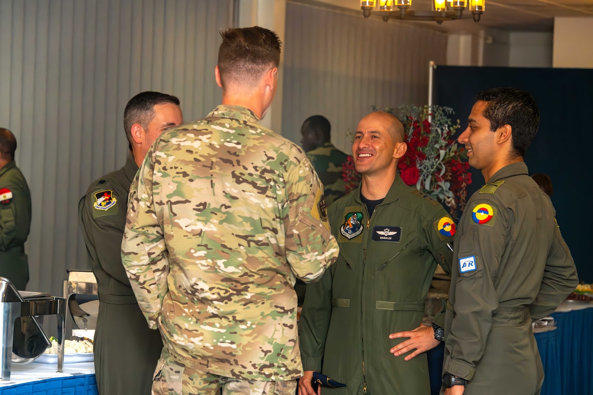International graduates representing various countries return to the Air University campus, joining Air Force and Department of State leaders to share perspectives on a variety of military topics during the second annual International Alumni of Distinction Seminar at Maxwell Air Force Base. Apr. 15, 2024. International Officer School hosted the five-day event, which was built around the theme, “Peace Through Partnership” and is designed to enhance partnerships and build strategic relationships with partners and allies to maintain the leading edge in global competition. (US Air Force photo by Sean Ross)