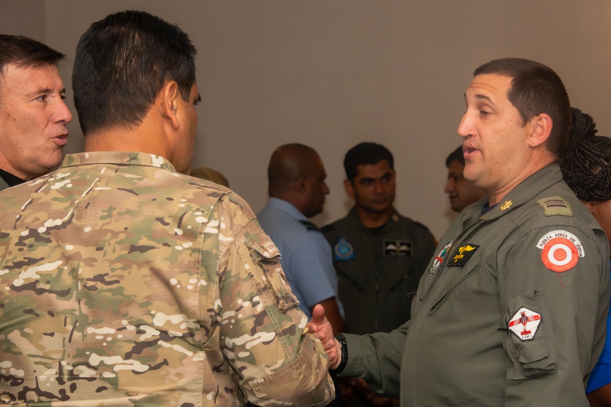 International graduates representing various countries return to the Air University campus, joining Air Force and Department of State leaders to share perspectives on a variety of military topics during the second annual International Alumni of Distinction Seminar at Maxwell Air Force Base. Apr. 15, 2024. International Officer School hosted the five-day event, which was built around the theme, “Peace Through Partnership” and is designed to enhance partnerships and build strategic relationships with partners and allies to maintain the leading edge in global competition. (US Air Force photo by Sean Ross)