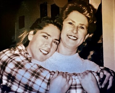 Maj. Brenda S. Sumner, left, is pictured in her younger years with her mother, Mary K. LaBarr. Sumner, who is deputy commander for operations and the senior female Soldier at the U.S. Army Medical Materiel Center-Europe, credits much of her success in the Army over the past 24 years to her mother and other strong and influential women in her life growing up. (U.S. Army photos courtesy Maj. Brenda Sumner)