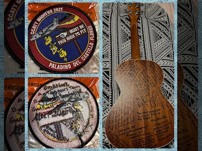 Critical Care Air Transport Team signed patch and LRMC signed Ukelele