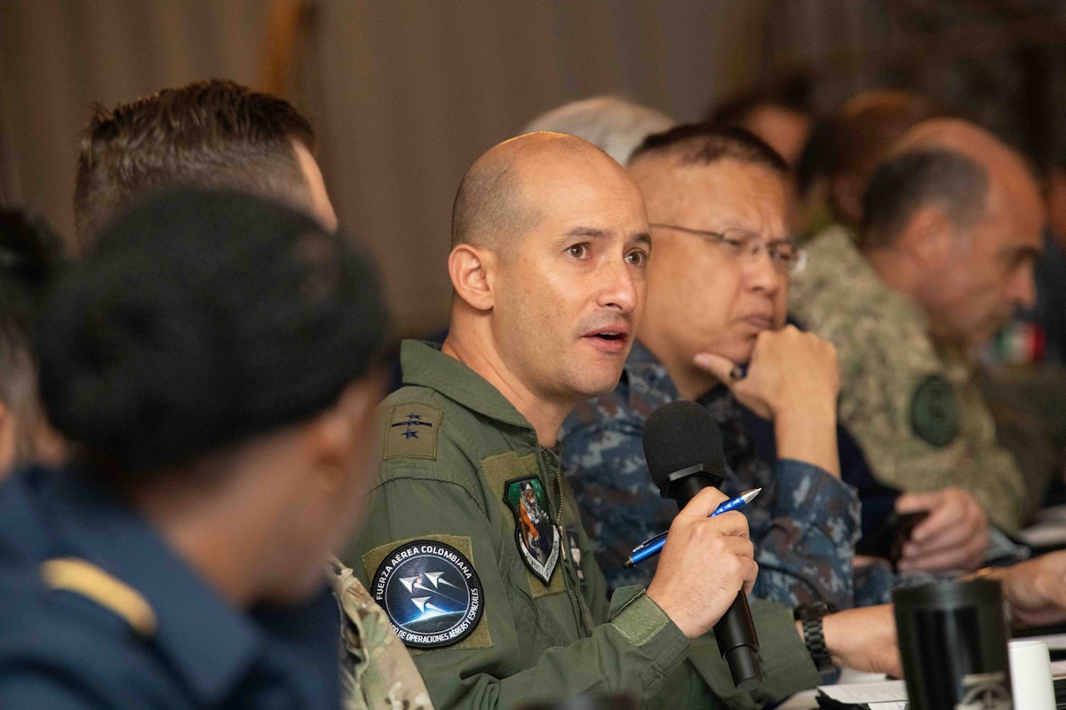 International graduates representing various countries return to the Air University campus, joining Air Force and Department of State leaders to share perspectives on a variety of military topics during the  second annual International Alumni of Distinction Seminar at Maxwell Air Force Base. Apr. 15, 2024 Q&A discussion. International Officer School hosted the three five-day event, which was built around the theme, “Peace Through Partnership” and is designed to enhance and building strategic relationships with partners and allies to maintain the leading edge in global competition. (US Air Force photo by Darius Hutton )”