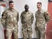 From left, U.S. Air Force Senior Airman Hunter Anderson, 21st Civil Engineer Squadron water and fuel systems maintenance journeyman, Senior Airman Leslie Ruto, 4th CES water and fuel systems maintenance journeyman, and Airman 1st Class Andrew Lefebvre, 21st CES water and fuel systems maintenance apprentice pose for a group photo on April 29, 2024 after being recognized for helping save an injured Airman while deployed to the 332nd Air Expeditionary Wing. These three Airmen acted quickly and effectively to help another injured Airman, which prevented a potentially fatal outcome. (Courtesy photo)