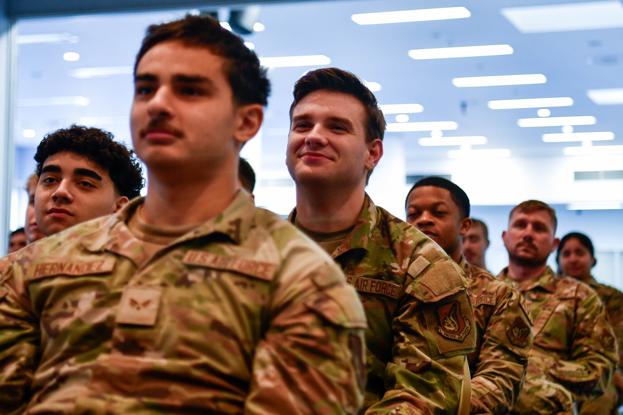 U.S. Air Force Airmen attend a resiliency day all call.