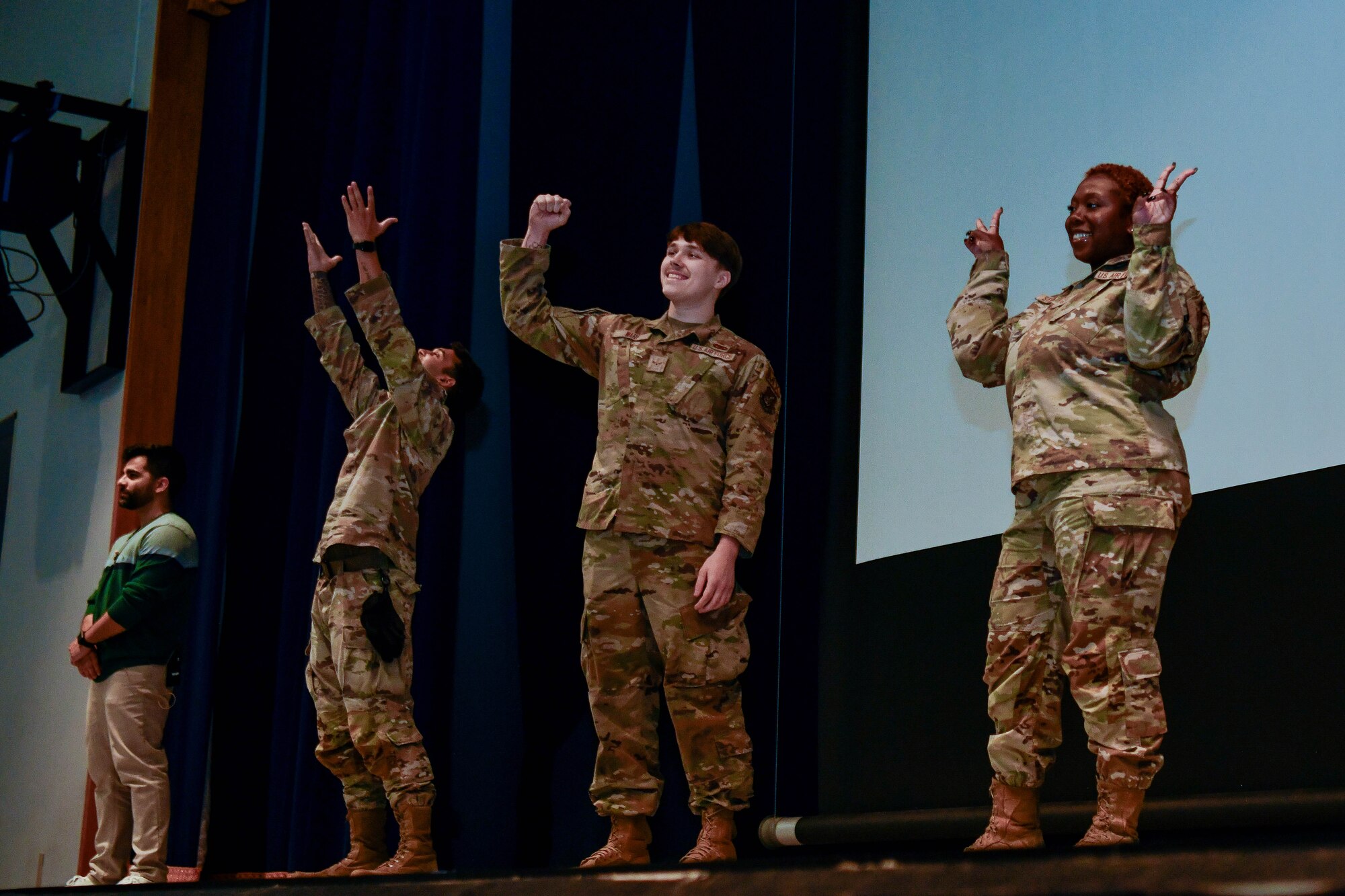 U.S. Air Force Airmen strike positive poses.