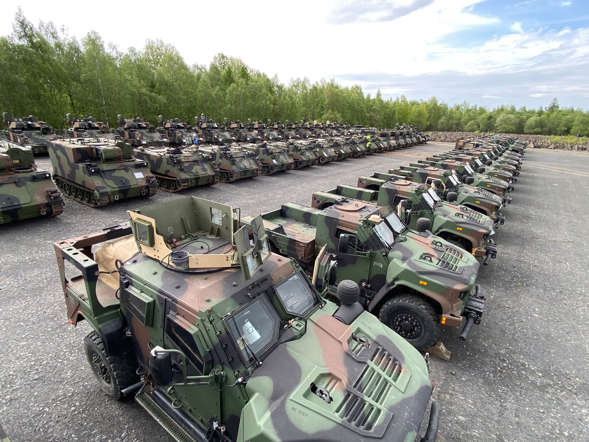 An Army Prepositioned Stocks-2 staging grid is set at Libava, ready to issue an entire cavalry APS-2 equipment set to the 1st Squadron, 150th Cavalry Regiment from the West Virginia Army National Guard for DEFENDER 24. The 405th Army Field Support Brigade’s Army Field Support Battalion-Africa has established an Equipment Configuration and Hand-off Area in Libava, and over the course of the next couple of days the battalion from Livorno, Italy, will be conducting technical inspections of all the tactical vehicles, basic issue items and support equipment with Soldiers from the 1st Squadron, 150th Cav. Regt., the gaining tactical unit.

DEFENDER is the Dynamic Employment of Forces to Europe for NATO Deterrence and Enhanced Readiness, and is a U.S. European Command scheduled, U.S. Army Europe and Africa conducted exercise that consists of Saber Strike, Immediate Response, and Swift Response. DEFENDER 24 is linked to NATO’s Steadfast Defender exercise, and DoD’s Large Scale Global Exercise, taking place from 28 March to 31 May. DEFENDER 24 is the largest U.S. Army exercise in Europe and includes more than 17,000 U.S. and 23,000 multinational service members from more than 20 Allied and partner nations, including Croatia, Czechia, Denmark, Estonia, Finland, France, Germany, Georgia, Hungary, Italy, Latvia, Lithuania, Moldova, Netherlands, North Macedonia, Norway, Poland, Romania, Slovakia, Spain, Sweden, and the United Kingdom.