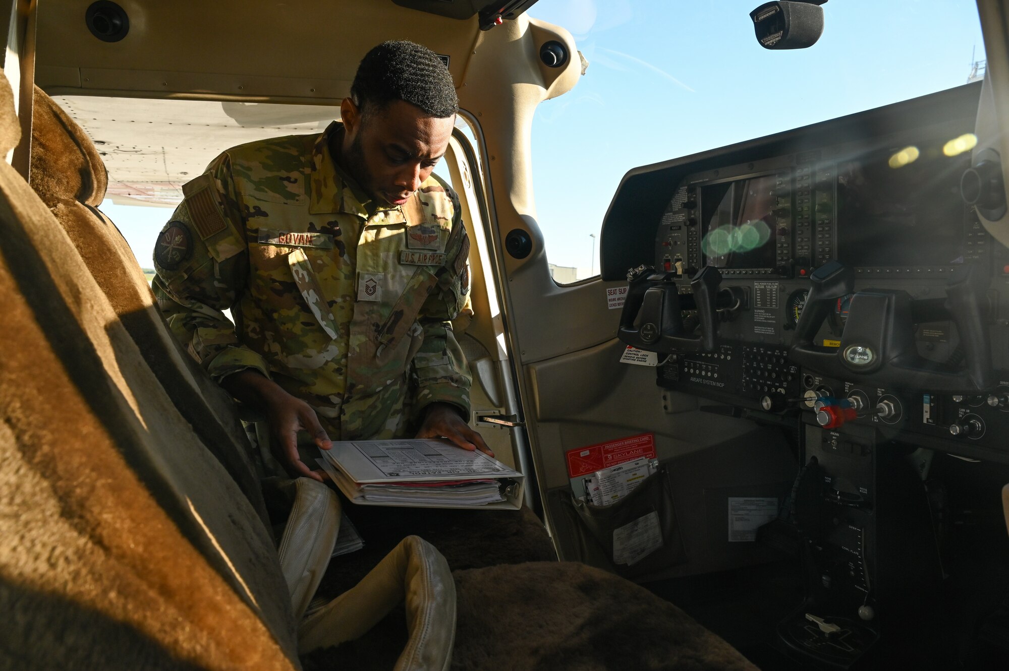 Airman in cockpit