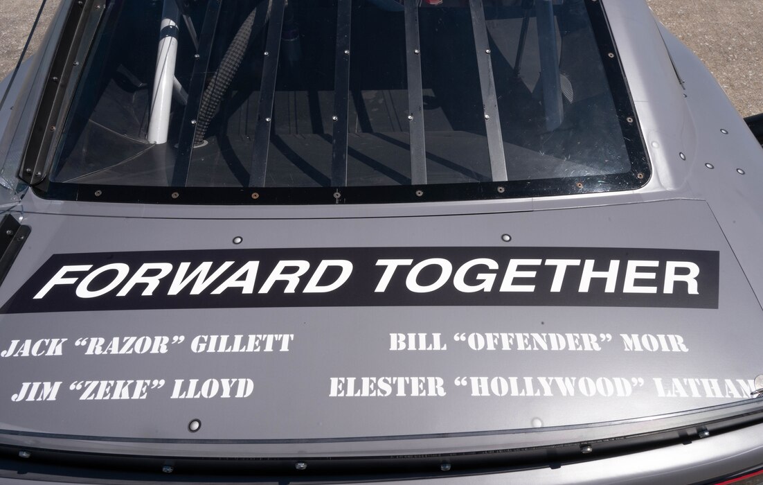 The names of four U.S. military veterans adorn the Würth 400 NASCAR Cup Series No. 23 Toyota Camry at Dover Air Force Base, Delaware, April 26, 2024. Bubba Wallace, the car’s driver, toured Dover AFB before the weekend’s race at Dover Motor Speedway. (U.S. Air Force photo by Airman Liberty Matthews)