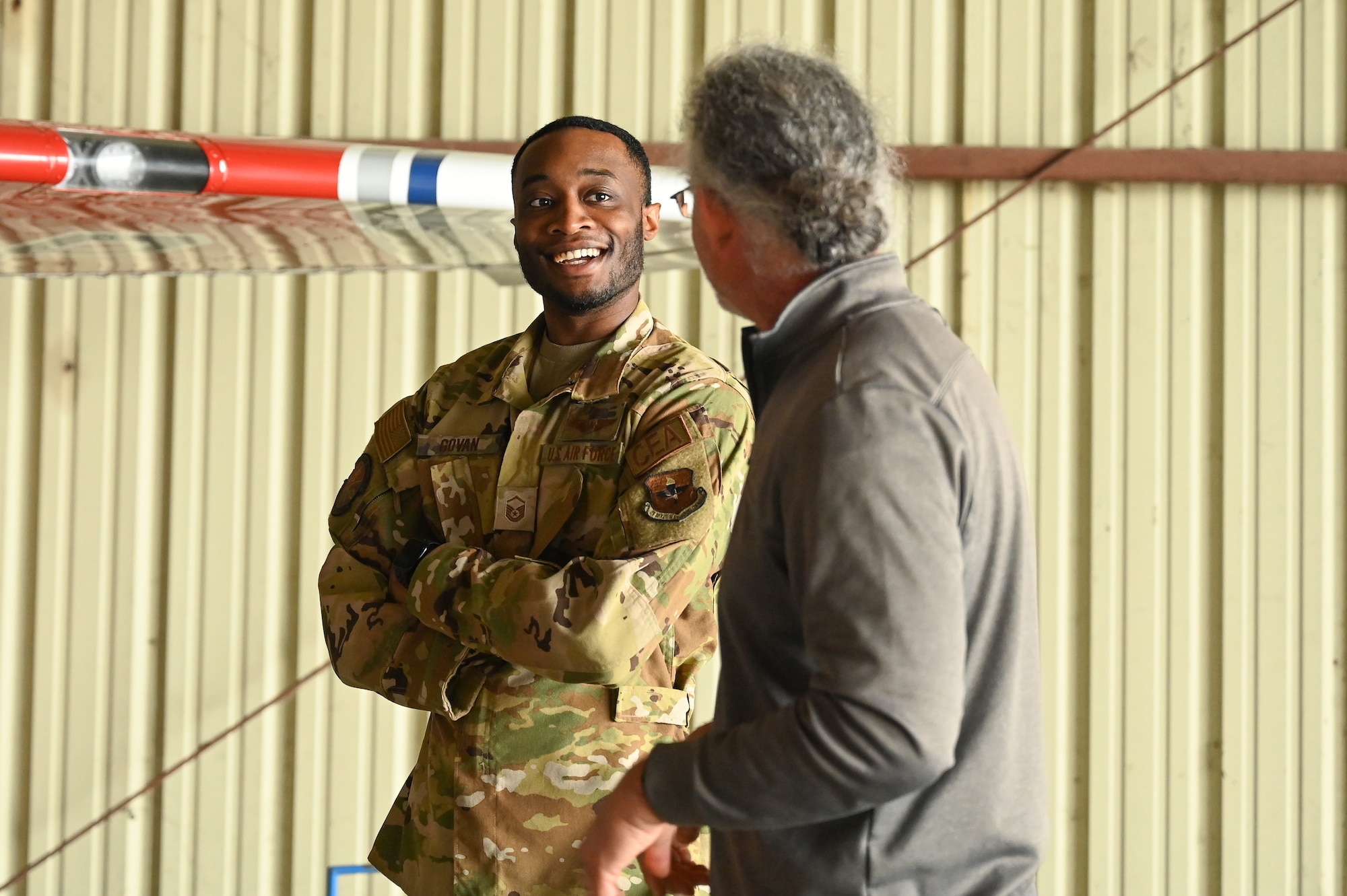 RPP student and a Civil Air Patrol instructor pilot in a hangar.