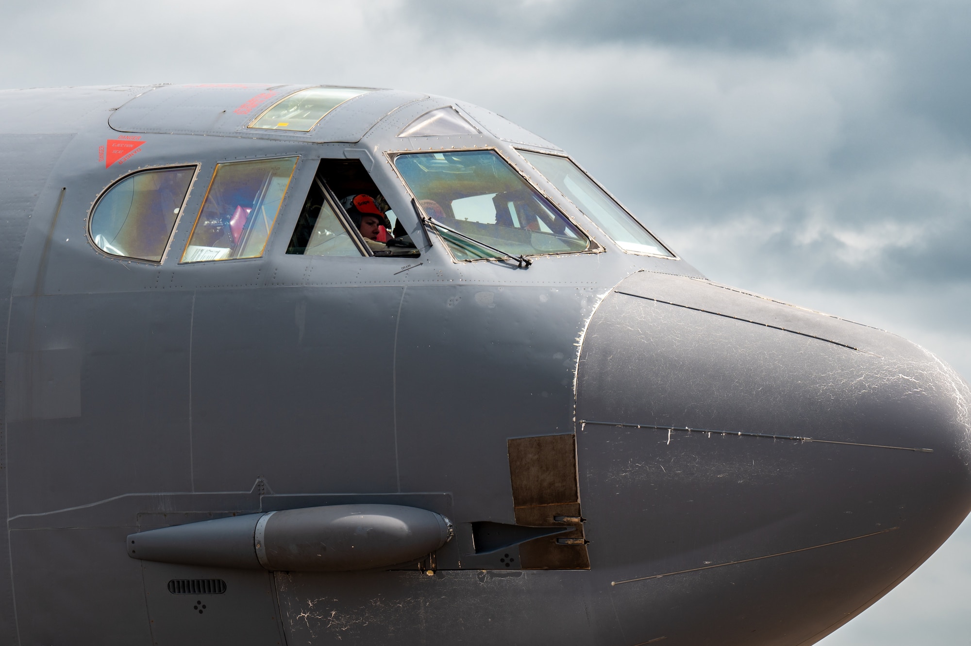 Capt. Kevan Thomas, 49th Test and Evaluation Squadron pilot, starts the engines on a B-52H Stratofortress in preparation for vapor purge testing at Barksdale Air Force Base, La., April 16, 2024. Following engine start up, the Next Generation Aircrew Protection team begins injecting a chemical vapor stimulant into the cabin of the jet. (U.S. Air Force Photo by Senior Airman Seth Watson)