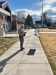 Jeffrey Poulton, Butte MEPS ASVAB CEP Manager, sets up a portable Wi-Fi system to bring web-based ASVAB CEP testing to a rural school in Montana. The ASVAB Computer Adaptive Test (iCAT) offers many benefits to students including instant results for career exploration.