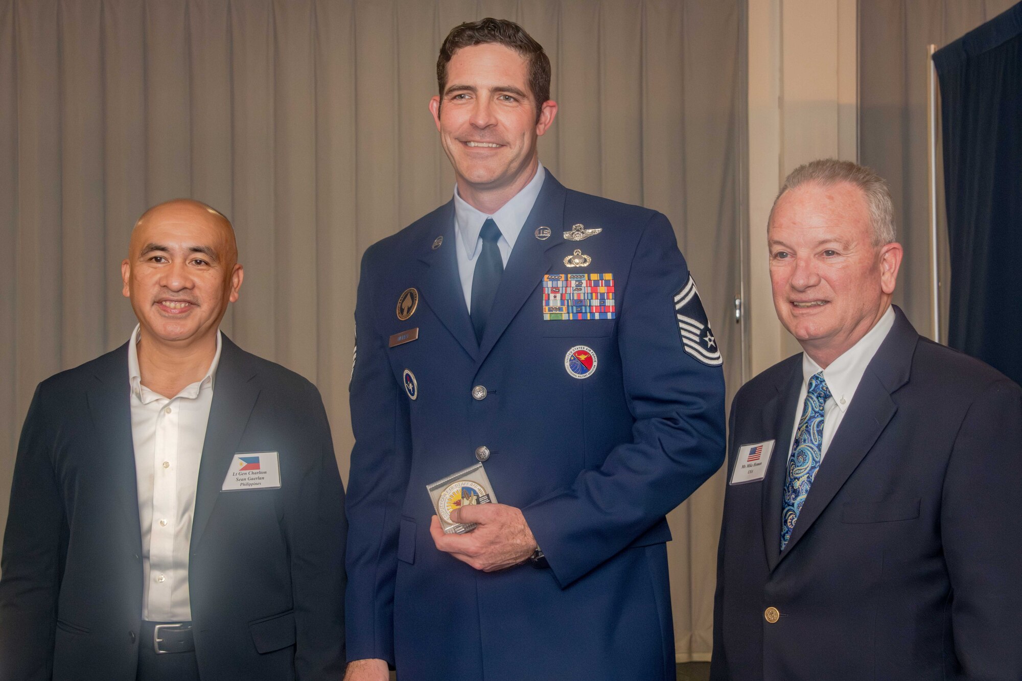 Air University’s International Honor Roll (IHR) program recognizes international Professional Military Education (PME) graduates who have attained a prominent position in their country. This year’s ceremony marks the induction of Air University alumni from three newly represented counties: Mexico, Moldova, and Mongolia. Air Force leadership from around the world gather at Maxwell Air Force Base for a meet and greet style social. Apr. 18, 2024.- (U.S. Air Force photo by Sean Ross)