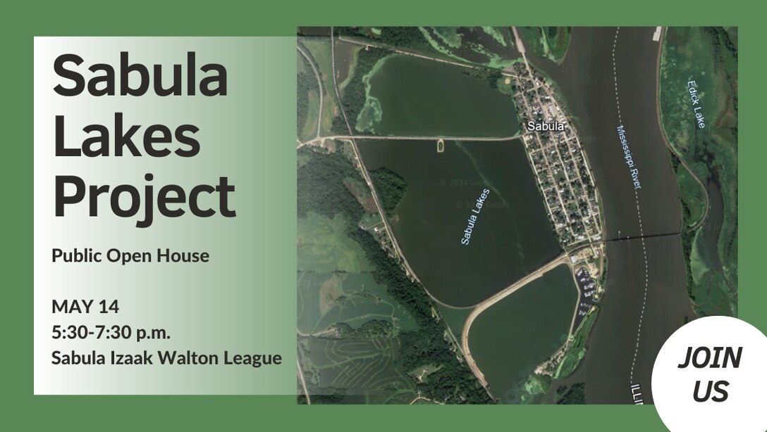 A graphic for the Sabula Lakes public open house event.