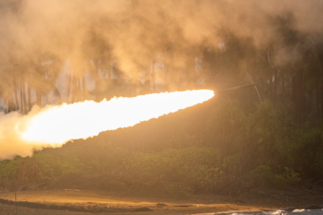 U.S. Army Soldiers assigned to 3rd Platoon, Alpha Battery, 1st Long Range Fires Battalion, 1st Multi-Domain Task Force fire an M142 High Mobility Rocket System during Exercise Balikatan 24 at Rizal, Philippines, May 2, 2024. BK 24 is an annual exercise between the Armed Forces of the Philippines and the U.S. military designed to strengthen bilateral interoperability, capabilities, trust, and cooperation built over decades of shared experiences.  (U.S. Marine Corps photo by Cpl. Kyle Chan)