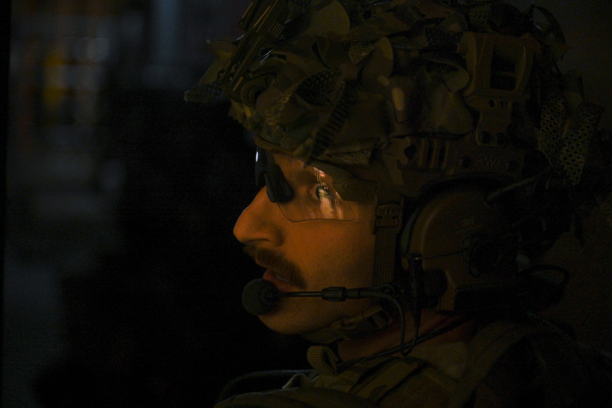 An Airman looks forward