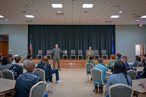 Wing leadership talk to students