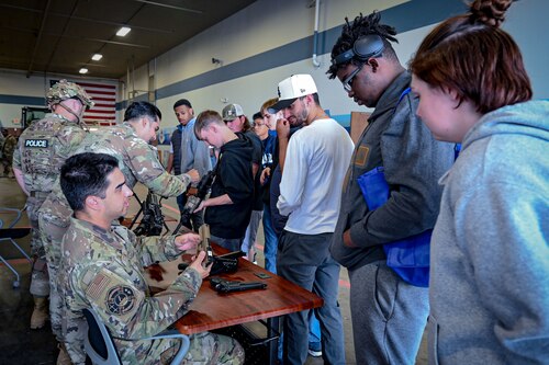 Students gather around a booth