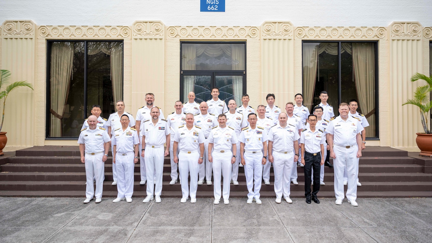 JOINT BASE PEARL HARBOR-HICKAM (April 11, 2024) — Attendees of the Undersea Warfare Commanders’ Conference (USWCC) pose for a group photo on Joint Base Pearl Harbor-Hickam, Hawaii, April 11, 2024. First held in 2018, this year’s theme was “Leveraging technology to integrate partners and improve communications, lethality and interchangeability.” (U.S. Navy photo by Mass Communication Specialist 1st Class Scott Barnes)