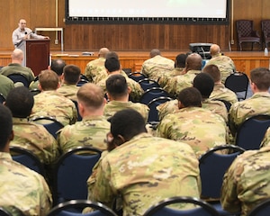 Dozens of Airmen from the 459th Air Refueling Wing, Joint Base Andrews, Md., are pictured here receiving mobilization briefings as they prepare to leave for deployment. The members recently deployed to the U.S. Air Forces Central Command area of responsibility in support of national defense missions in the region.