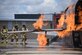 Firefighters from the Iowa Air National Guard’s 185th Air Refueling Wing fire department train multiple firefighting tasks with the Aircraft Rescue and Firefighting trainer in Sioux City, Iowa on May 4, 2024. U.S. Air National Guard photo Senior Master Sgt. Vincent De Groot