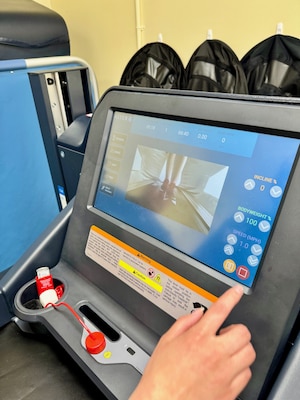The anti-gravity treadmill has a camera inside the air chamber that allows the therapist to monitor the gait of the patient walking.