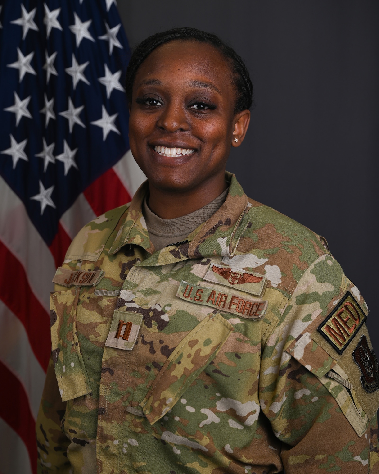Capt. Shanice Jackson, 445th Aeromedical Evacuation Squadron flight nurse/assistant chief nurse, is the 445th Airlift Wing Company Grade Officer of the Quarter.