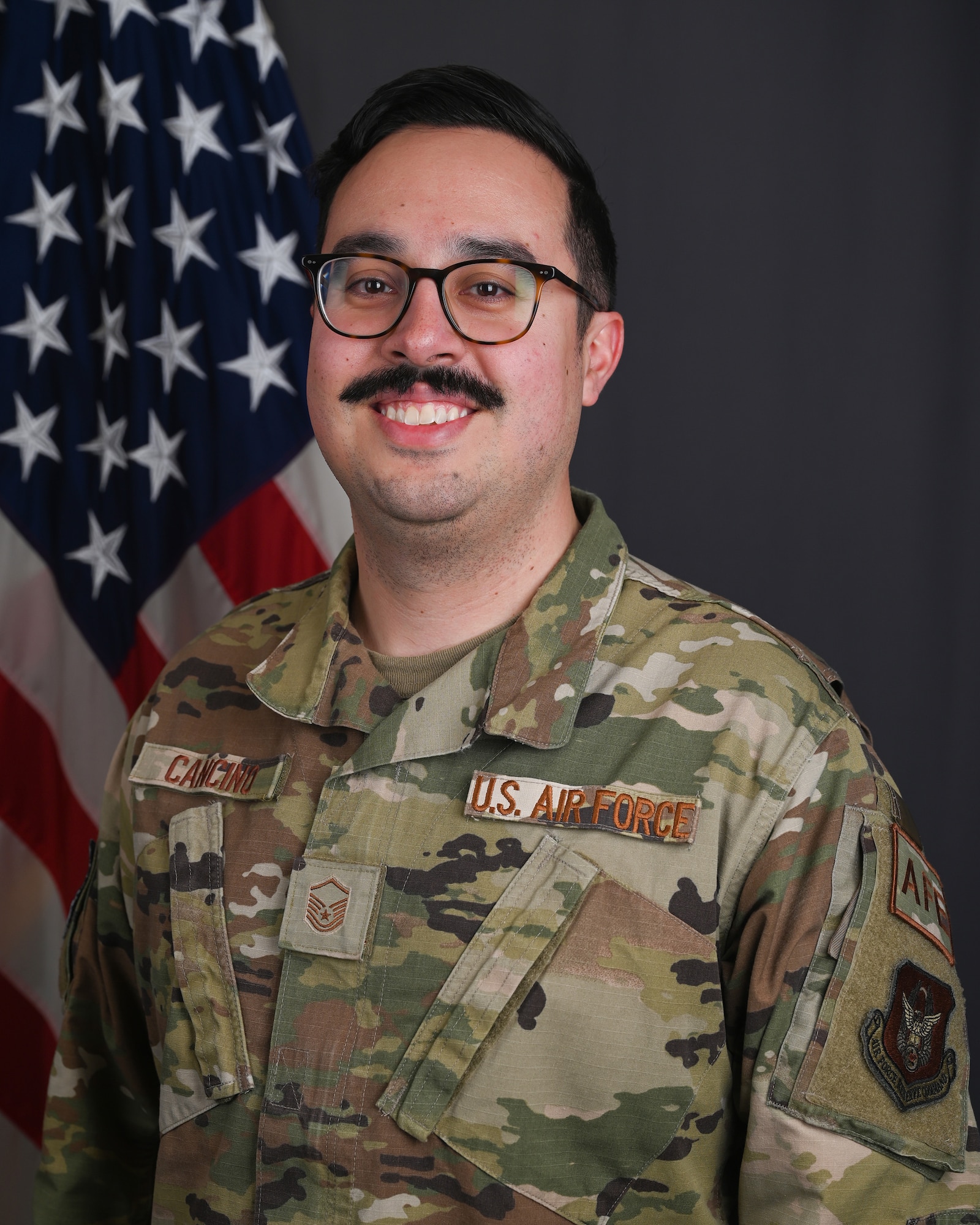 Master Sgt. Diego Cancino, 445th Operations Support Squadron aircrew flight equipment flight chief, is the 445th Airlift Wing Senior NCO of the Quarter.