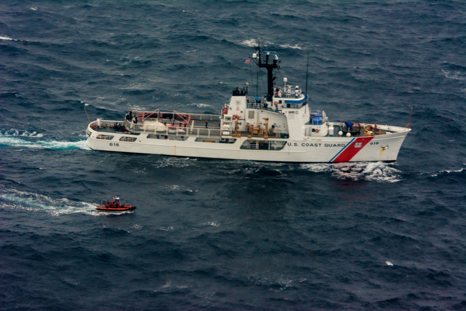 U.S. Coast Guard Cutter Diligence sits in the water off of the coast of Key West, Fla., waiting to receive a search and rescue bundle on Jan. 22, 2016. The U.S. Coast Guard assisted the 139th Airlift Wing with Operation Jesse Relief, a joint search and rescue exercise. (U.S. Air National Guard photo by Senior Airman Sheldon Thompson)