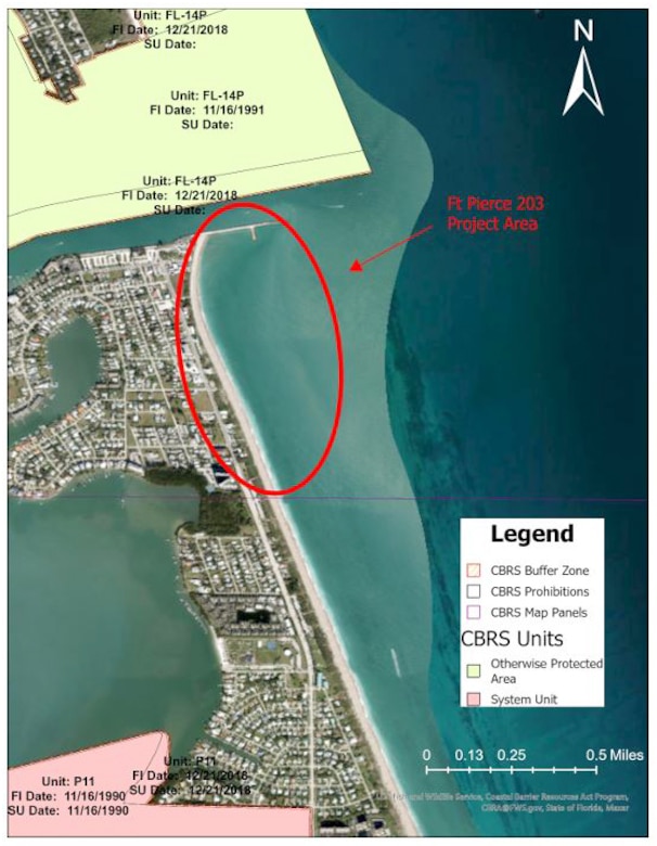 Fort Pierce Shore Protection Project Area circled in red