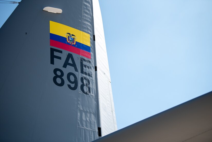 The Ecuadorian Air Force took delivery of a C-130H Hercules aircraft from the U.S. Air Force during a ceremony in Latacunga, Ecuador, Mar 25, 2024. Leaders from the Kentucky Air National Guard were present to congratulate their Ecuadorian colleagues, with whom they have a close working relationship as partners through the National Guard Bureau’s State Partnership Program. (U.S. Air National Guard photo by Phil Speck)