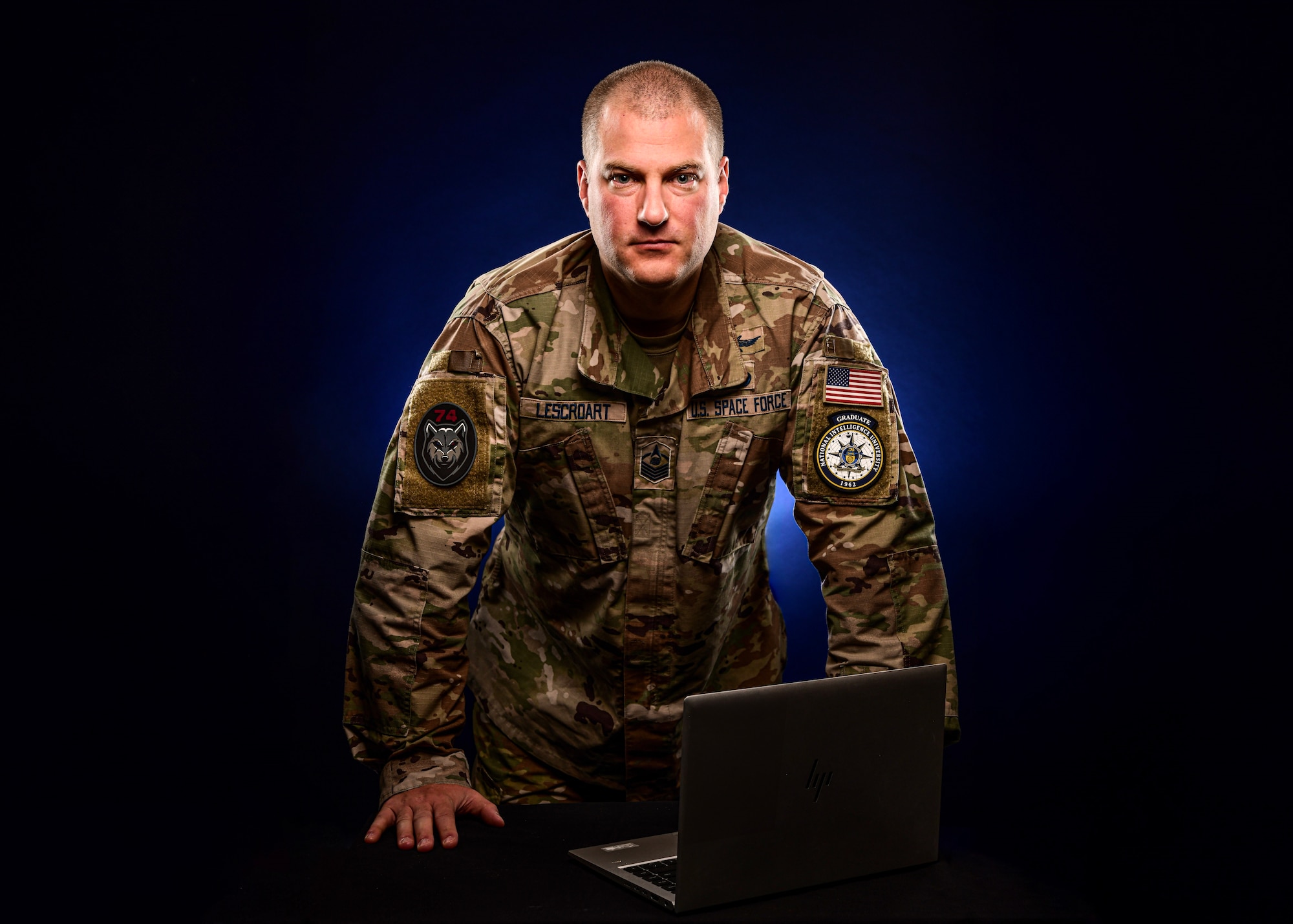 U.S. Space Force Master Sgt. Stephen Lescroart poses for a photo.