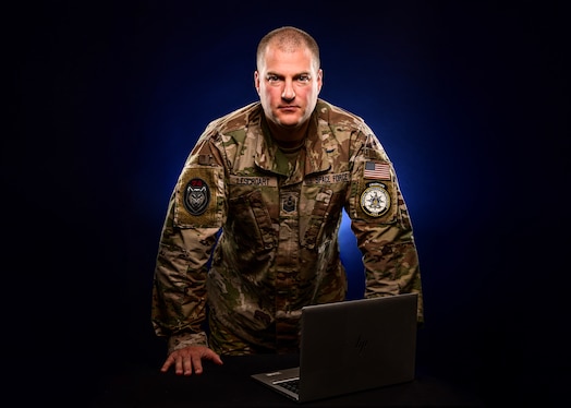 U.S. Space Force Master Sgt. Stephen Lescroart poses for a photo.
