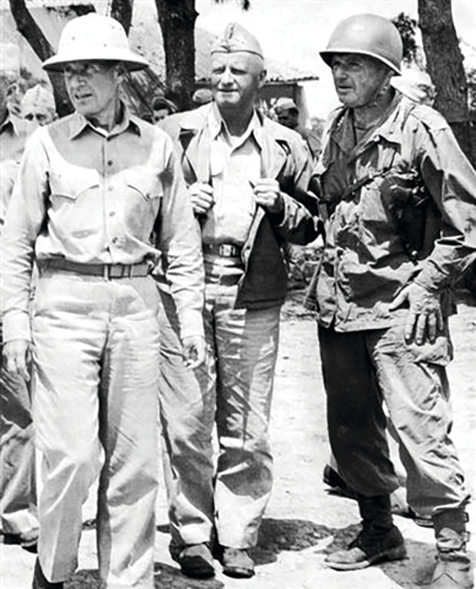 Kolakowski fig. 3: Photo of American leaders Spruance, Nimitz, and Buckner