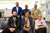 Representatives from the Capital Guardian Youth ChalleNGe Academy, D.C. Commission on Black Men and Boys, D.C. National Guard, and Rep. Eleanor Holmes Norton are photographed prior to a meeting in Washington, D.C, April 30, 2024. The meeting focused on social inequities and solutions facing Black men and boys.